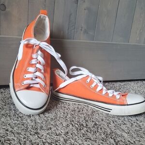 Orange Canvas Sneakers with White Laces